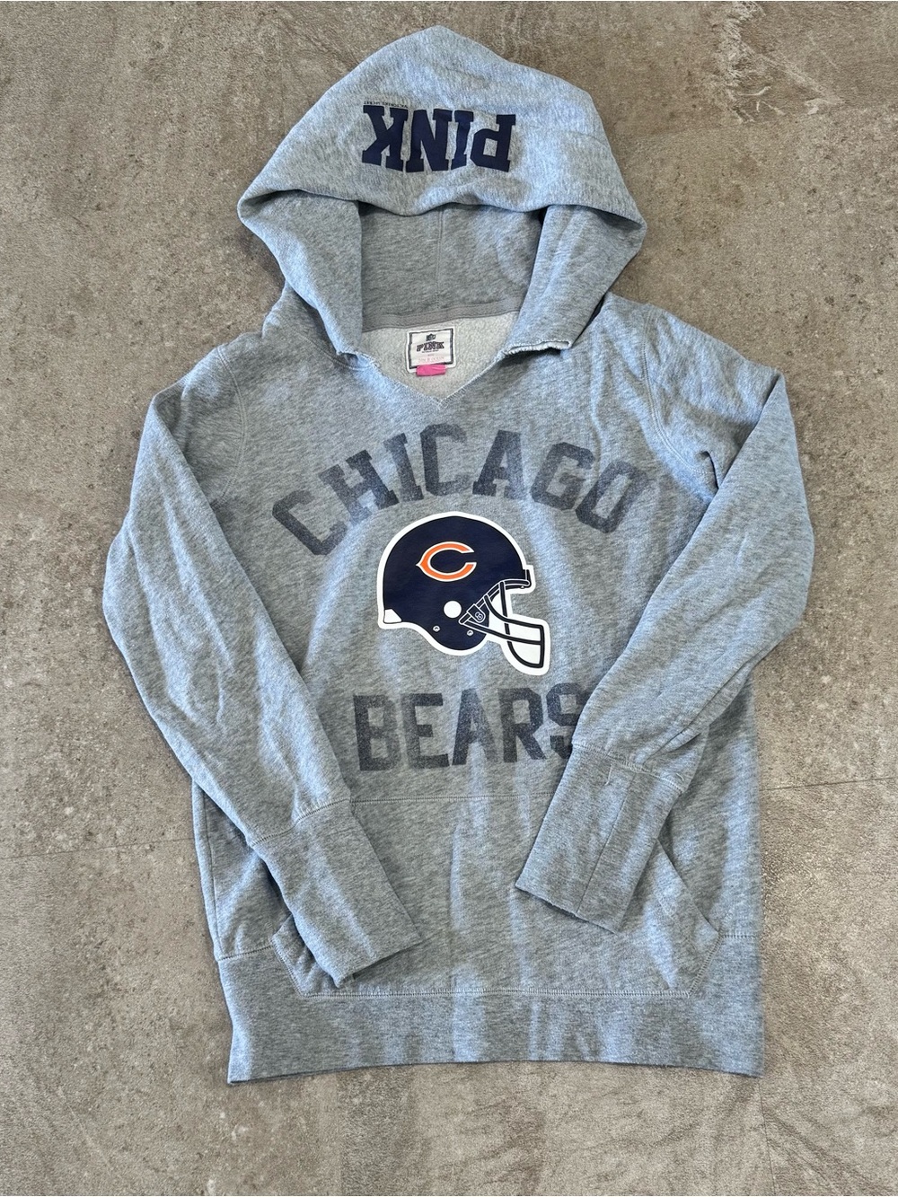 Victoria's Secret PINK NFL Chicago Bears VTG Gray V-Neck Pullover Hoodie Small